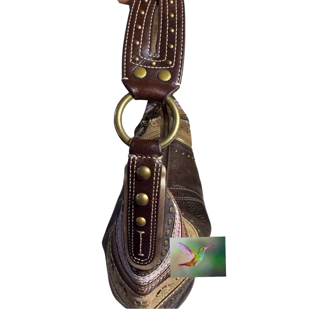 Coach Soho LRG Rivet Whipstitch Leather Hobo Bag Brown Boho Shoulder Purse 10478 - Picture 6 of 17